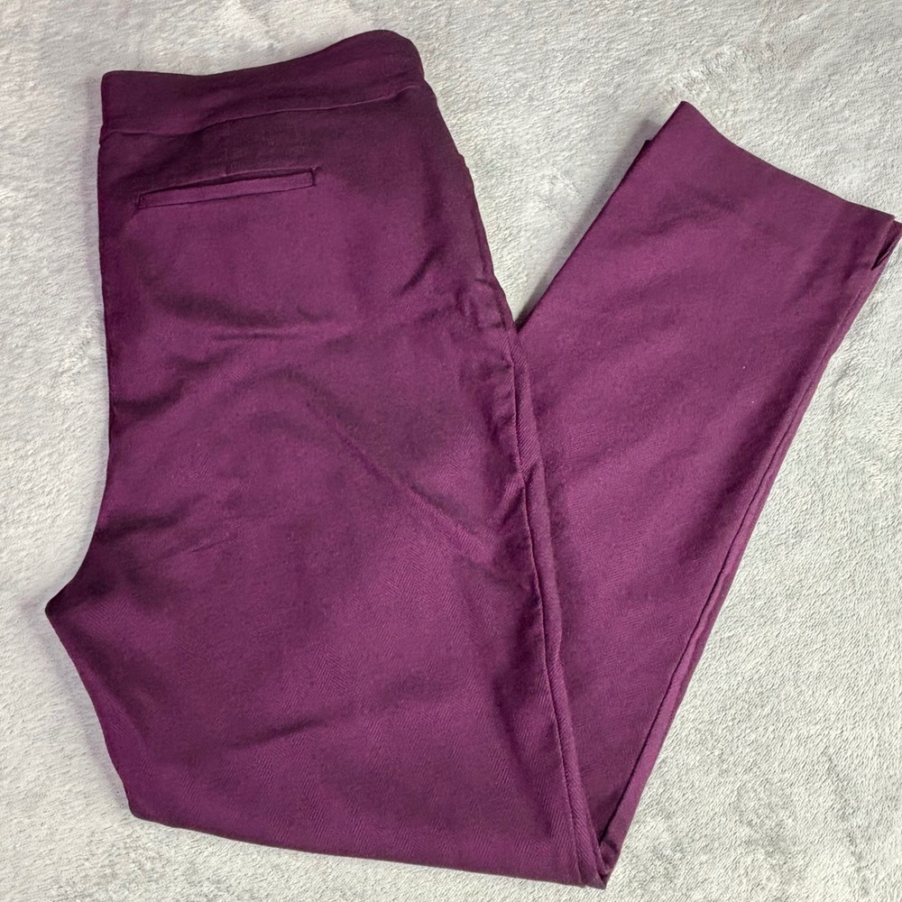 Chico's Trousers Women 1.5R Purple Herringbone Pull On Straight Leg Career Pants